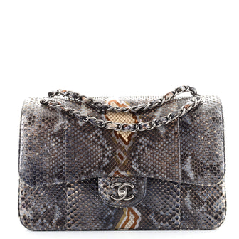 Chanel Classic Double Flap Bag Python Jumbo