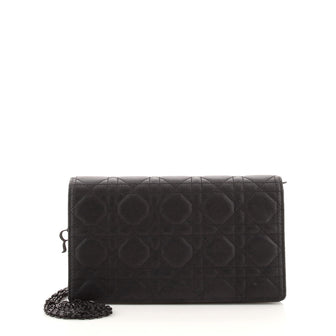 Christian Dior Ultra Matte Lady Dior Wallet on Chain Pouch Cannage Quilt Calfskin Long