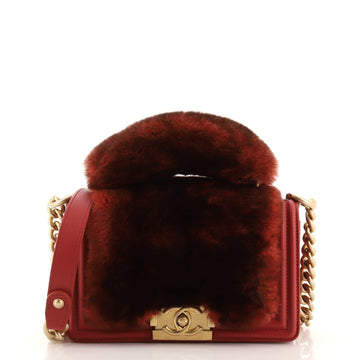 Chanel Top Handle Boy Flap Bag Fur Small