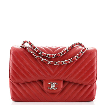 Chanel Classic Double Flap Bag Chevron Caviar Jumbo