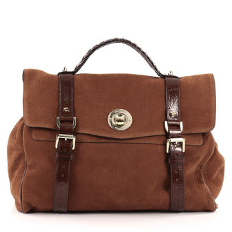 Mulberry Fox Lock Satchel Nubuck Large