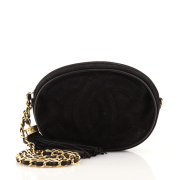 Chanel Vintage Oval CC Tassel Crossbody Bag Suede Mini