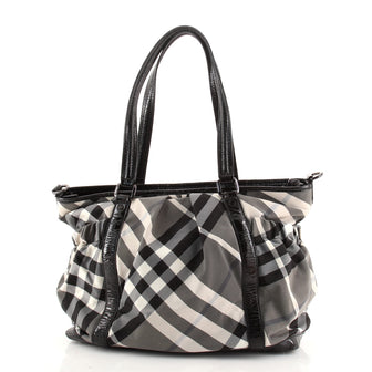 Burberry Convertible Diaper Tote Beat Check Nylon Large