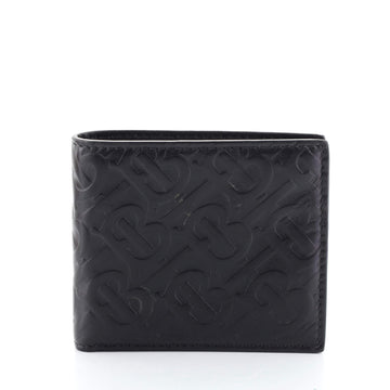 Burberry Bifold Wallet Monogram Embossed Leather Compact