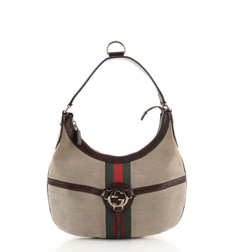 Gucci Reins Web Hobo Canvas Medium