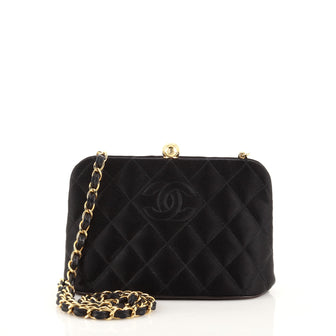Chanel Vintage Diamond CC Frame Bag Quilted Satin Small