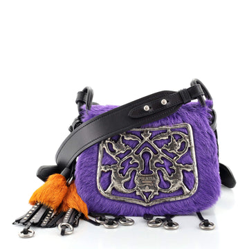 Prada Corsaire Shoulder Bag Calf Hair and Quilted Velvet Small