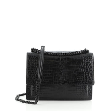Saint Laurent Sunset Crossbody Bag Crocodile Embossed Leather Medium