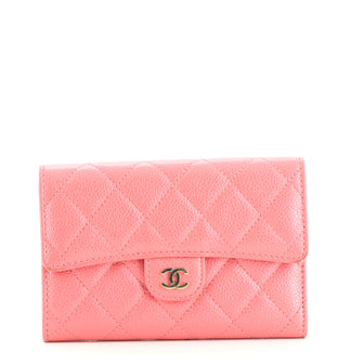 Chanel Trifold Classic Flap Wallet Quilted Caviar Medium