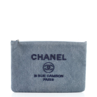 Chanel Deauville Pouch Denim with Sequins Large