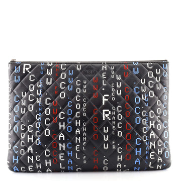 Chanel Data Center O Case Clutch Quilted Printed Lambskin Large