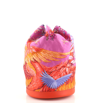 Hermes Soie Cool Handbag Printed Silk and Calfskin Medium