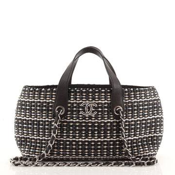 Chanel Chain Shopping Tote Woven Raffia Medium