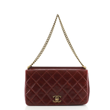 Chanel Gold Bar Full Flap Bag Quilted Aged Calfskin Medium