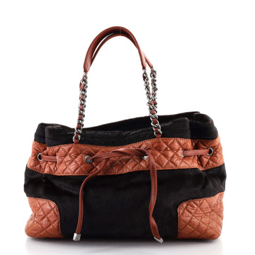 Chanel Drawstring Tote Quilted Calfskin and Pony Hair Medium