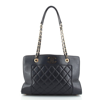 Chanel Mademoiselle Vintage Shopping Tote Chevron Sheepskin Medium