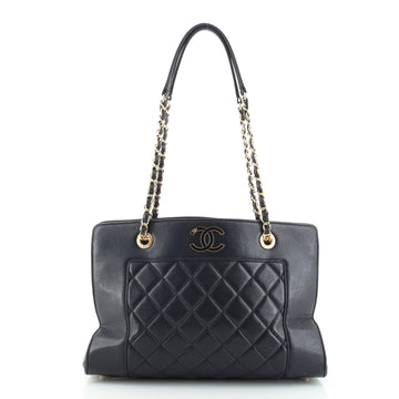 Chanel Mademoiselle Vintage Shopping Tote Chevron Sheepskin Medium