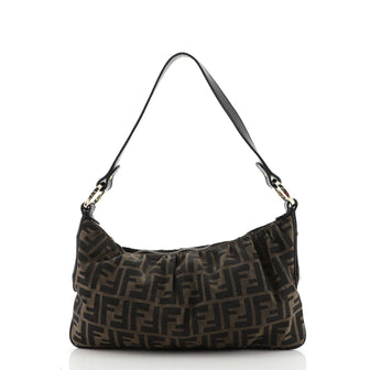 Fendi Vintage Ring Charm Shoulder Bag Zucca Canvas
