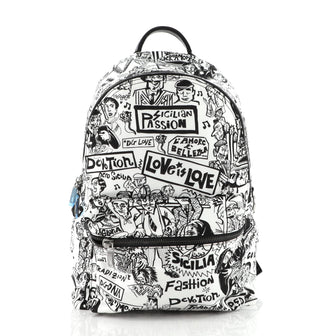 Dolce & Gabbana Illustrated Backpack Printed Canvas