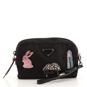 Prada Wristlet Pouch Embellished Tessuto