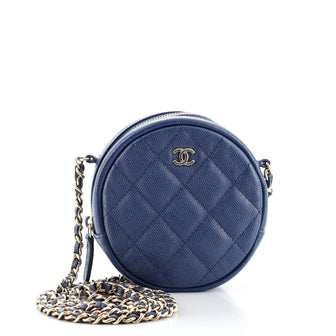 Chanel Round Clutch with Chain Quilted Caviar Mini