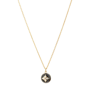 Louis Vuitton B Blossom Pendant Necklace 18K Yellow Gold and 18K White Gold with Onyx and Diamonds