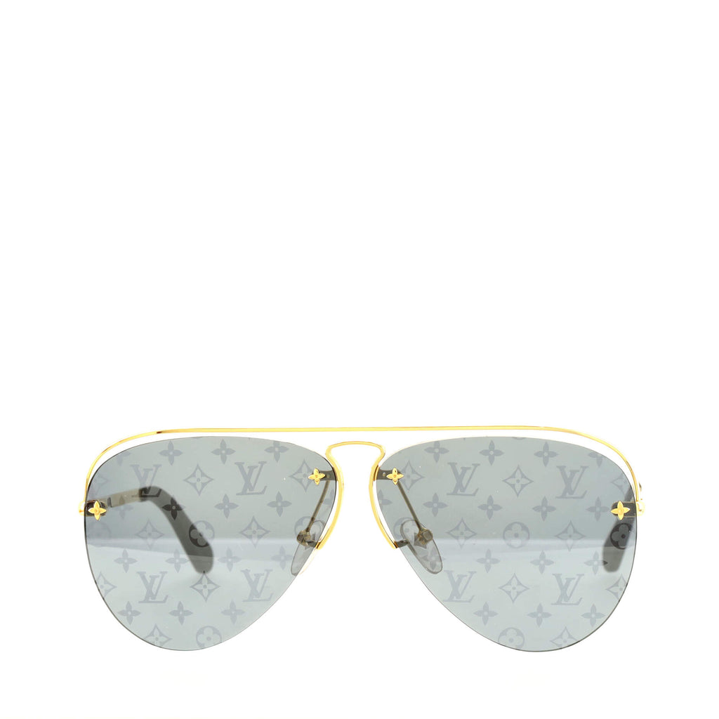 Louis Vuitton Goldtone Metal Aviator Frame Pink Lens Grease