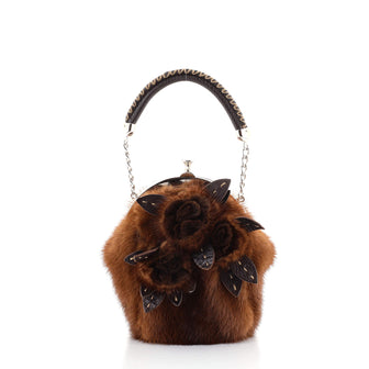 Fendi Roses Frame Bag Fur and Leather Mini