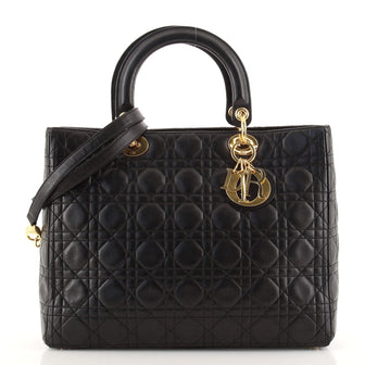 Christian Dior Vintage Lady Dior Bag Cannage Quilt Lambskin Large