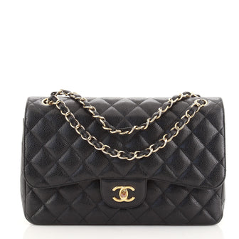 Chanel Classic Double Flap Bag Quilted Caviar Jumbo