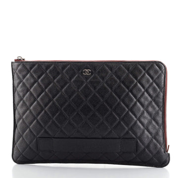 Chanel iPad Pouch Quilted Caviar Large