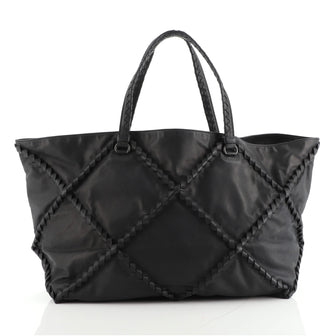 Bottega Veneta Open Tote Quilted Leather with Intrecciato Detail Large