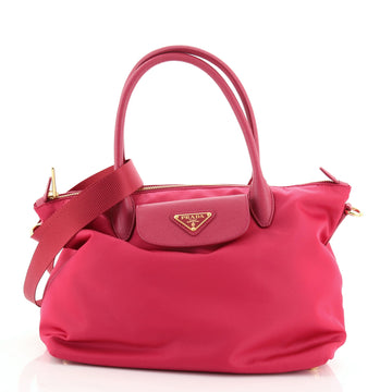Prada Front Pocket Convertible Zip Tote Tessuto with Leather