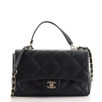 Chanel Top Handle Flap Bag Quilted Lambskin Medium