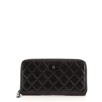 Chanel So Black Reissue Zippy Wallet Quilted Glazed Aged Calfskin Long