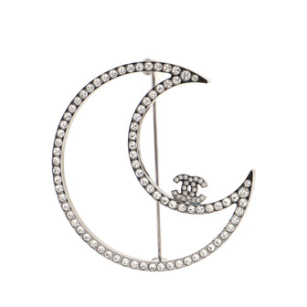 Chanel CC Moon Brooch Crystal Embellished Metal