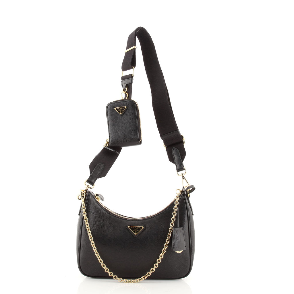 Prada Re-edition 2005 Saffiano Leather Bag with Detachable Chain Handl –  EliteLaza