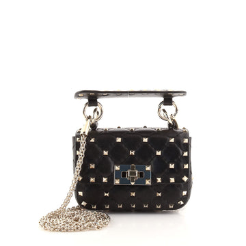 Valentino Rockstud Spike Flap Bag Quilted Leather Micro