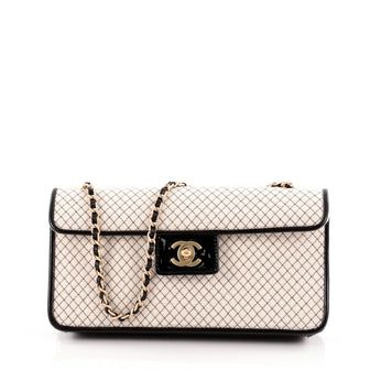 Chanel Vintage CC Chain Flap Bag Quilted Jersey East West