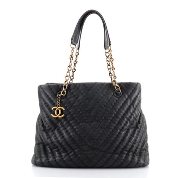 Chanel Surpique CC Charm Tote Chevron Iridescent Calfskin Large