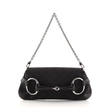 Gucci Horsebit Chain Clutch GG Canvas with Leather Medium