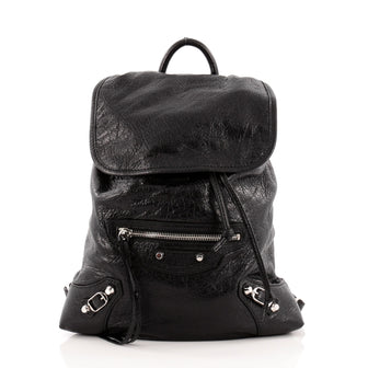balenciaga classic traveller backpack Traveler Leather Black Silver 340139 Auth Balenciaga Leather Classic Traveller Backpack