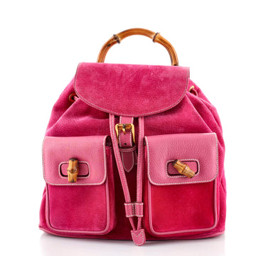 Gucci Vintage Bamboo Backpack Suede Medium