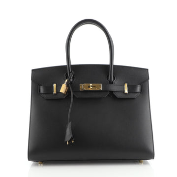 Hermes Birkin Sellier Bag Black Madame with Gold Hardware 30
