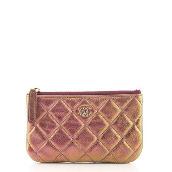 Chanel Classic O Case Pouch Quilted Iridescent Calfskin Mini