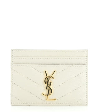 Saint Laurent Classic Monogram Card Holder Matelasse Chevron Leather
