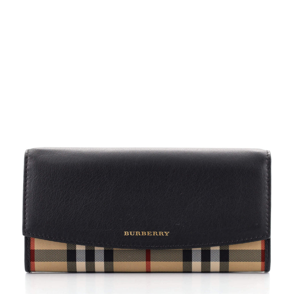 BURBERRY Small Scale Continental Check Leather Wallet Black