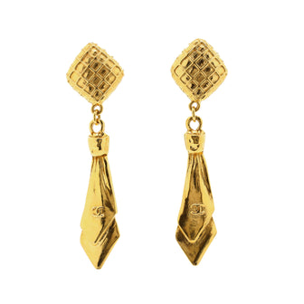 Chanel Vintage Dangling Rhombus Clip-On Earrings Metal