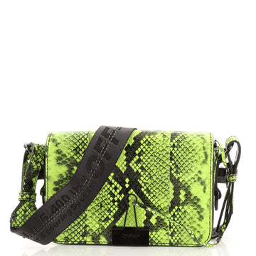 Off White Binder Clip Flap Bag Python Embossed Leather Small