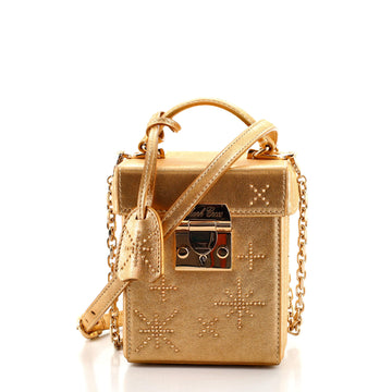 Mark Cross Grace Cube Box Bag Crystal Embellished Metallic Leather